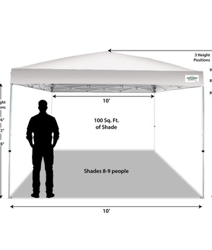 10' X 10' V-Series 2 Pro Instant Canopy Kit, 100 Sq. Ft. of Shade, Straight Leg, Incudes Roller Bag