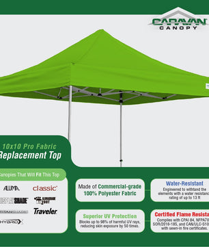10'×10' Pro Fabric Replacement Top Heavy-Duty 600D Polyester