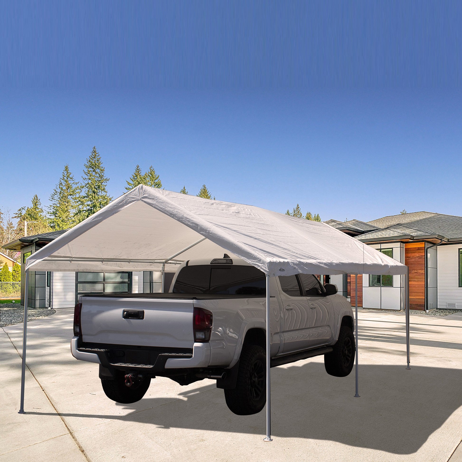 10'x20' Domain Pro 200 Carport Shelter White, Powder-Coated Steel Frame