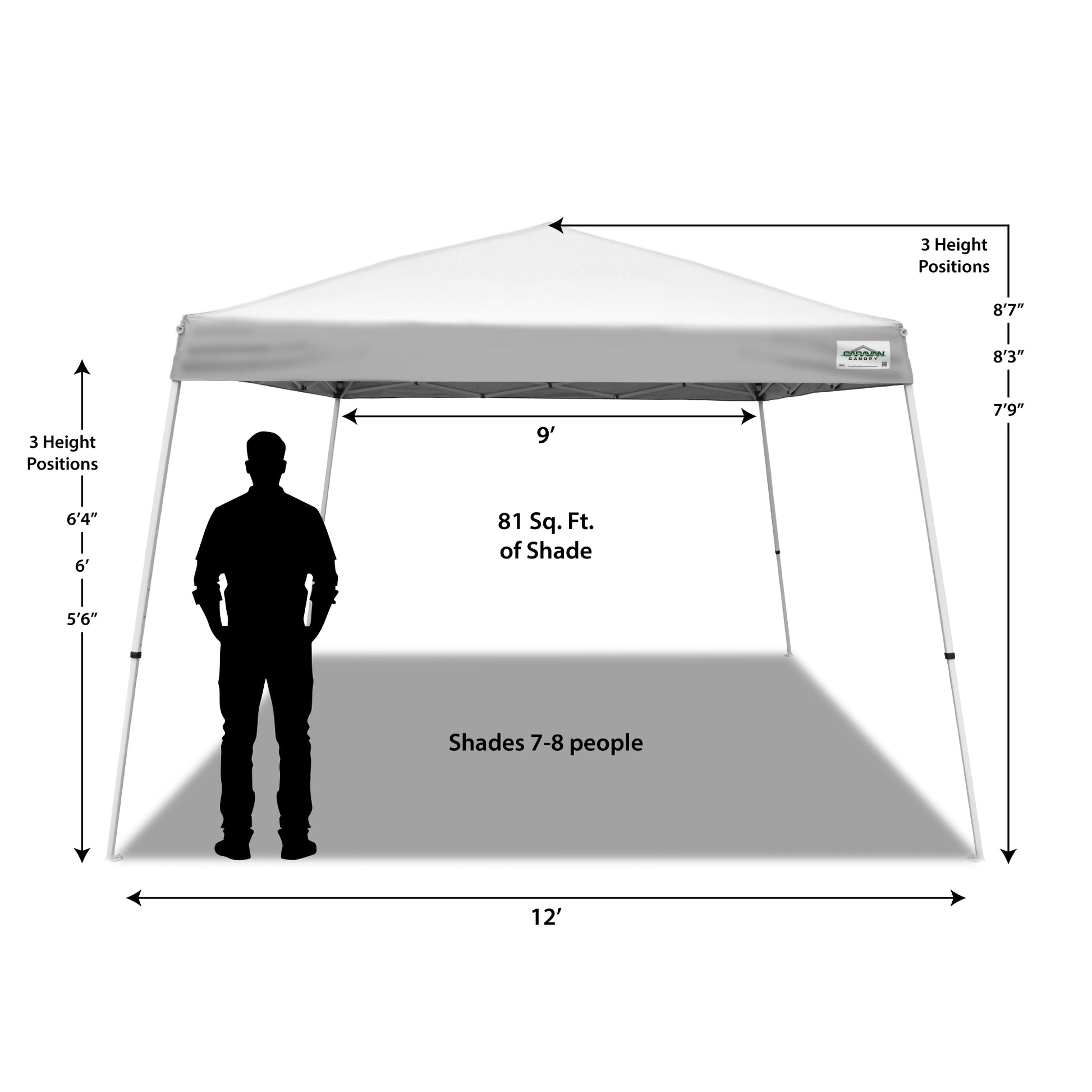 12'x12' V-Series 2 Instant Canopy Kit, Slant Leg, Incudes Roller Bag