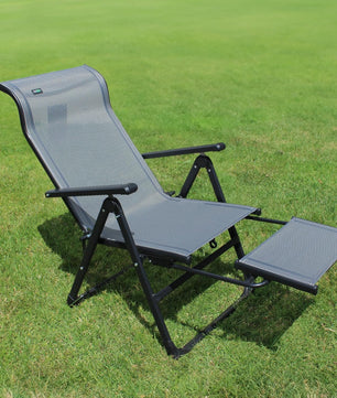 Ergo+ Patio Folding Chair Gray, Flip Out Footrest, 300 LBS Weight Capacity, 7 Recline Positions