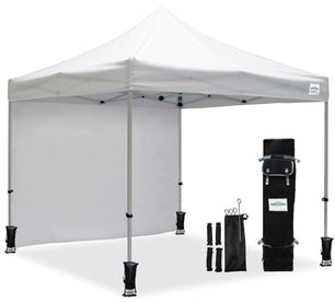 10'x10' Classic Instant Canopy Kit – Value Bundle - 1 Backwall, Premium Weight Bags (4), Roller Bag & Stakes Included