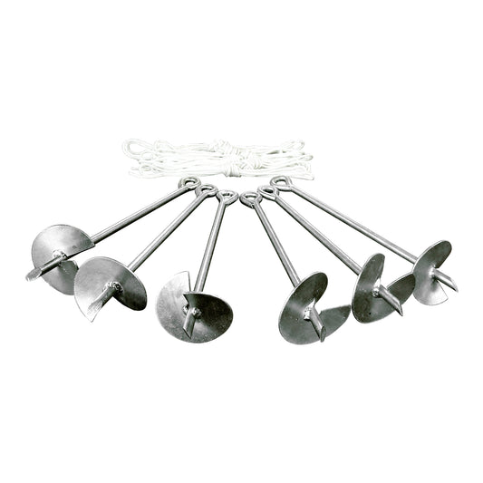 Domain Anchor System (Set of 6) Metallic, Solid Steel Construction, Heavy-Duty, Includes Rope