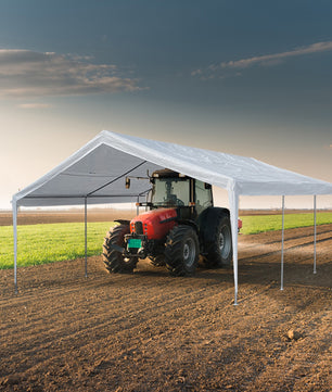 20'x20' Domain Pro 400 Carport Shelter White, Galvanized Steel Frame