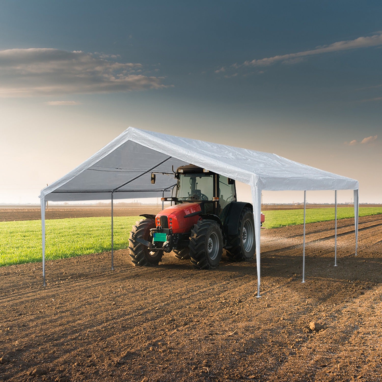 20'x20' Domain Pro 400 Carport Shelter White, Galvanized Steel Frame