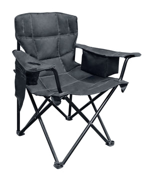 Elite Quad Camp Folding Chair 1 Pc Black, 6-Pack Cooler Pouch, Cup Holder, 500 LB Weight Capacity