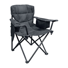 Elite Quad Camp Folding Chair 1 Pc Black, 6-Pack Cooler Pouch, Cup Holder, 500 LB Weight Capacity