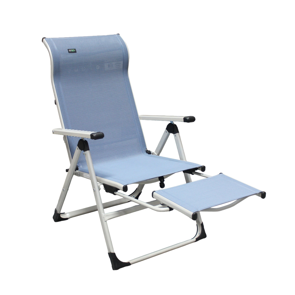 Ergo+ Patio Folding Chair , Flip Out Footrest, 300 LBS Weight Capacity, 7 Recline Positions
