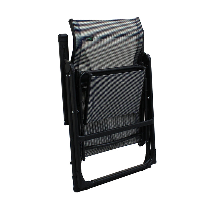 Ergo Plus chair folded into a compact position for storage