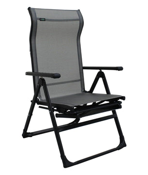 Ergo+ Patio Folding Chair Gray, Flip Out Footrest, 300 LBS Weight Capacity, 7 Recline Positions