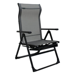 Ergo+ Patio Folding Chair Gray, Flip Out Footrest, 300 LBS Weight Capacity, 7 Recline Positions