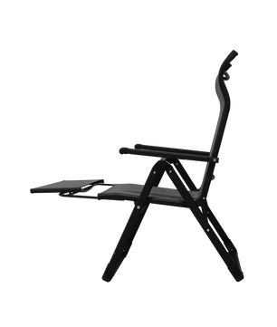 Ergo+ Patio Folding Chair Gray, Flip Out Footrest, 300 LBS Weight Capacity, 7 Recline Positions