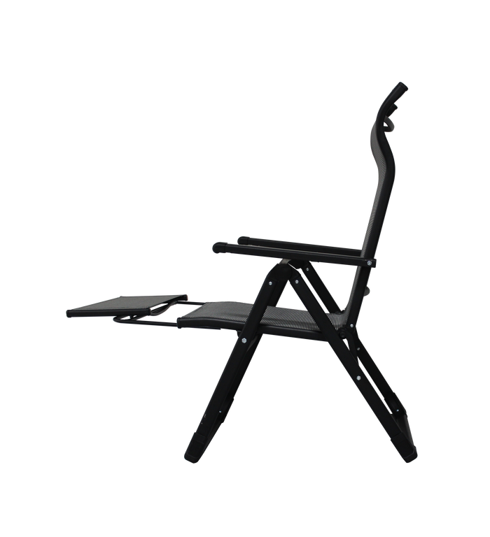 Side view showing the curved ergonomic headrest of the Ergo Plus chair