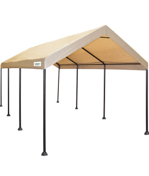 10'x20' Mega Domain Commercial-Grade Carport Kit 10' X 20' Beige, 200 Sq. Ft. of Shade, 8-Leg Design, Snow Load