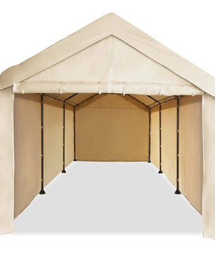 10' X 20' Mega Domain Carport Sidewall Enclosure Set Beige, Set of 4, Sidewalls Only, Frame and Top Not Included