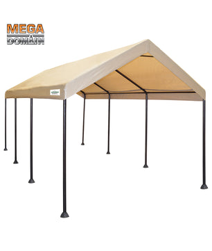 10'x20' Mega Domain Commercial-Grade Carport Kit 10' X 20' Beige, 200 Sq. Ft. of Shade, 8-Leg Design, Snow Load