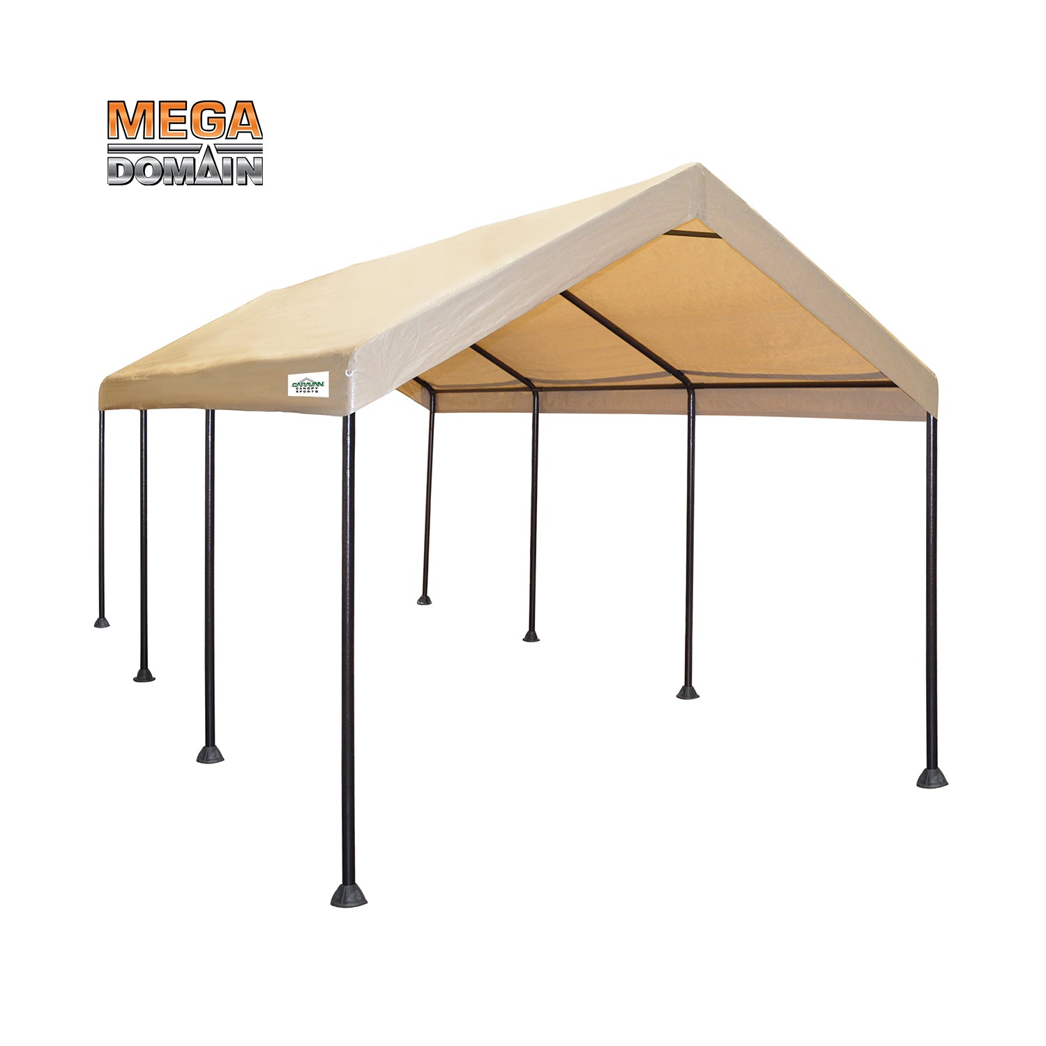 10'x20' Mega Domain Commercial-Grade Carport Kit 10' X 20' Beige, 200 Sq. Ft. of Shade, 8-Leg Design, Snow Load