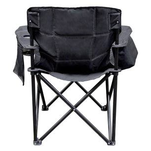 Elite Quad Camp Folding Chair 1 Pc Black, 6-Pack Cooler Pouch, Cup Holder, 500 LB Weight Capacity