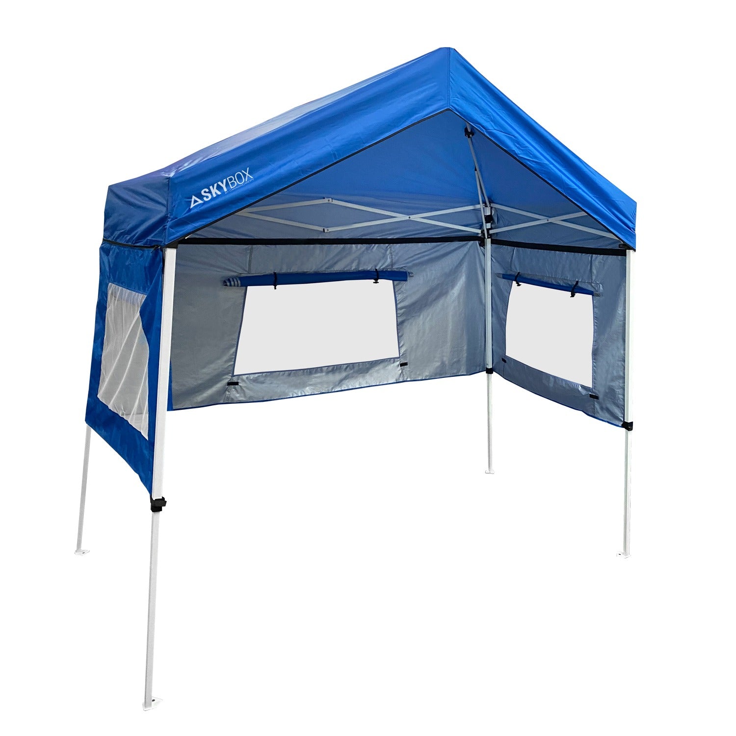 SkyBox Instant Sport Shelter 3.2' X 6.5' Blue, Patented,  Multi-Purpose, Removeable Walls