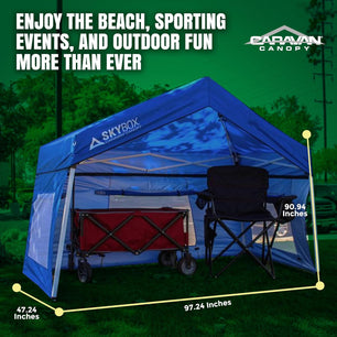 SkyBox Instant Sport Shelter 3.2' X 6.5' Blue, Patented,  Multi-Purpose, Removeable Walls