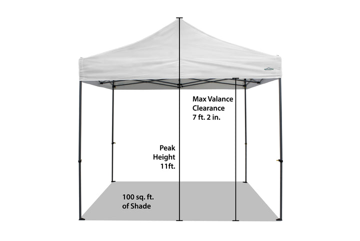 10'x10' V-Series 2 Pro Instant Canopy Kit 10' X 10' Safety Yellow, 100 Sq. Ft. of Shade, Straight Leg, Incudes Roller Bag