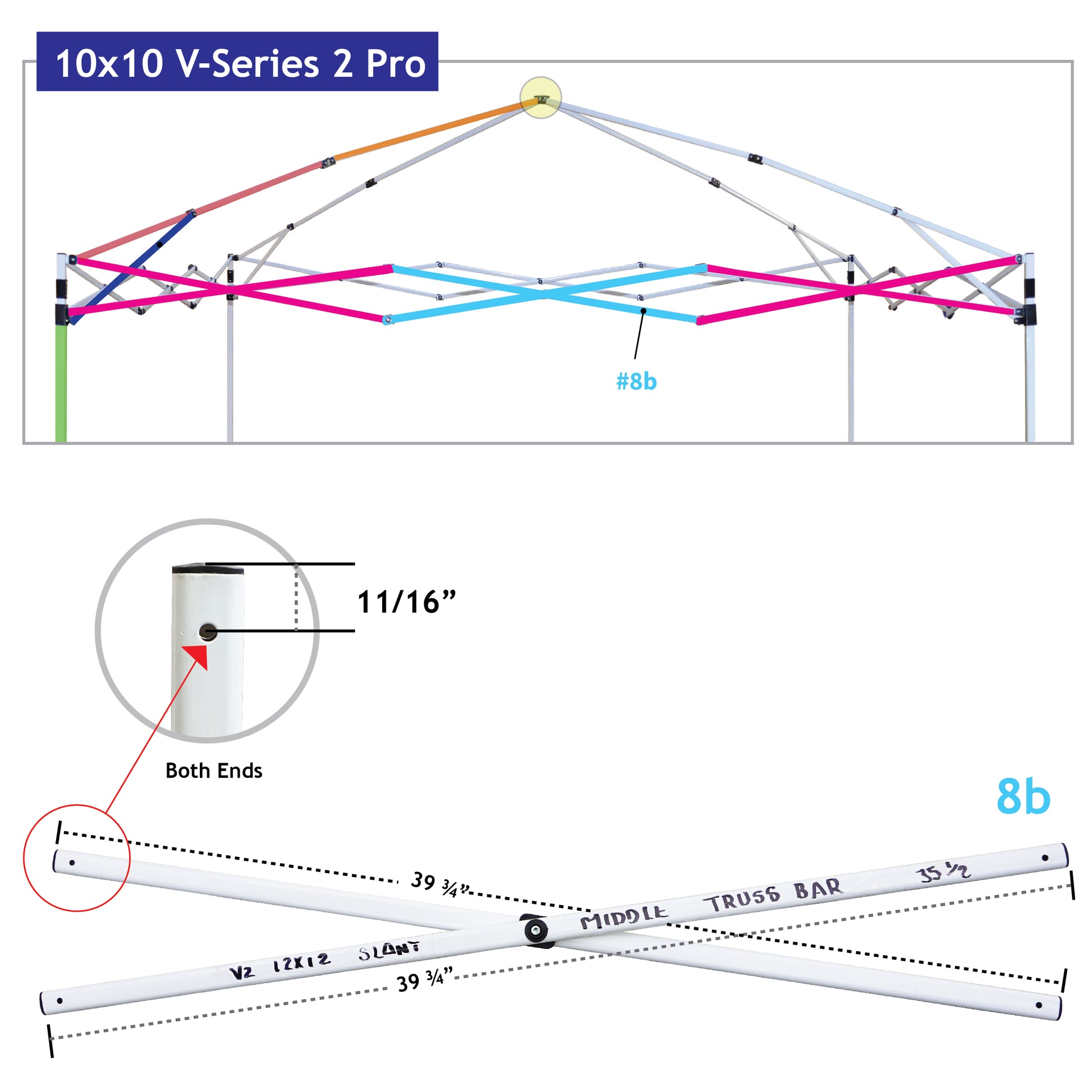 10x10 V-Series II Pro Truss Bar Part 8b (set of 2 truss bars)