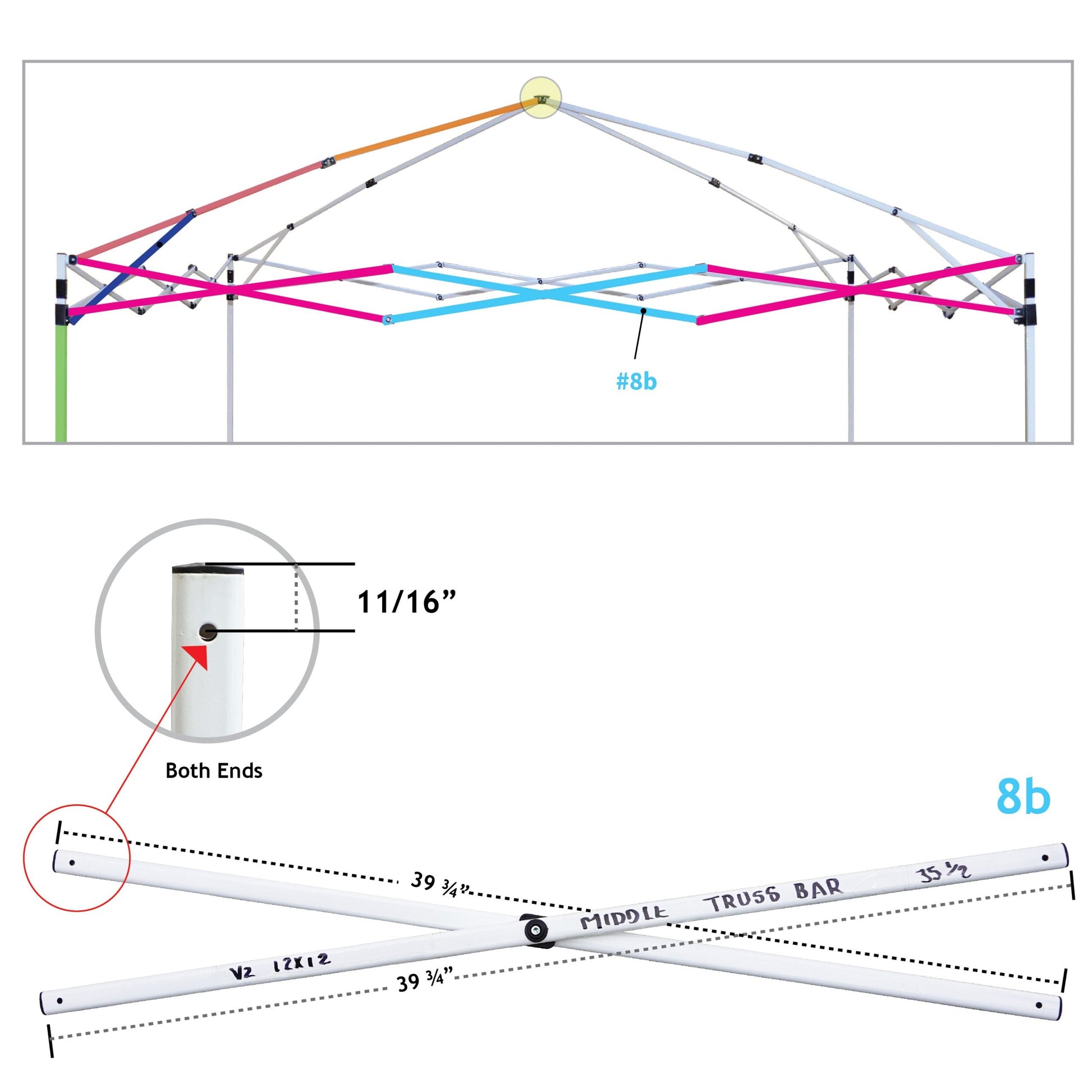 10x10 V-Series II Pro Rapid Push Truss Bar Part (set of 2 truss bars) - 8b