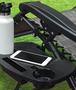 Infinity Zero Gravity Chair Side Table Accessory Black, 2 Cup Holders, Device Slot, Easy to Clip-on