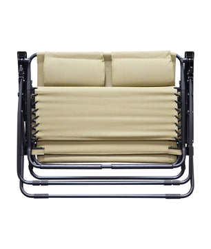 Infinity Loveseat Zero Gravity Chair Lounger 1 Pc Beige, Adjustable Recliner, Durable Texteline Fabric, 500 Weight Capacity