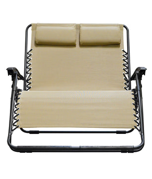 Infinity Loveseat Zero Gravity Chair Lounger 1 Pc Beige, Adjustable Recliner, Durable Texteline Fabric, 500 Weight Capacity
