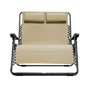 Infinity Loveseat Zero Gravity Chair Lounger 1 Pc Beige, Adjustable Recliner, Durable Texteline Fabric, 500 Weight Capacity