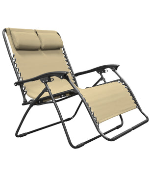 Infinity Loveseat Zero Gravity Chair Lounger 1 Pc Beige, Adjustable Recliner, Durable Texteline Fabric, 500 Weight Capacity