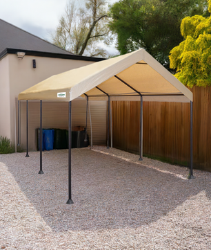 10'x20' Mega Domain Commercial-Grade Carport Kit 10' X 20' Beige, 200 Sq. Ft. of Shade, 8-Leg Design, Snow Load