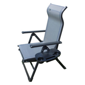 Ergo+ Patio Folding Chair (Gray) with Side Table